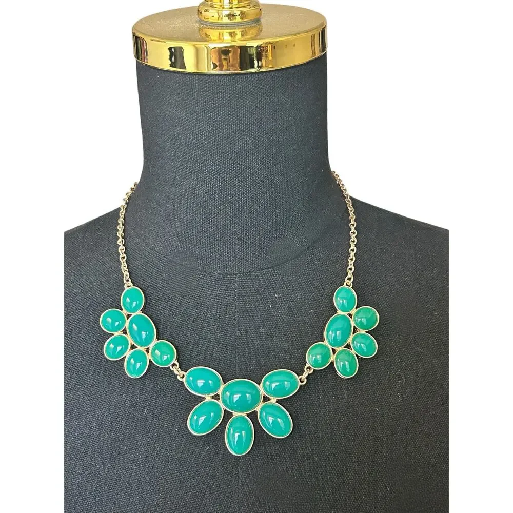 Charming Charlie Teal Cabochon Statement Necklace & Matching Earrings Set - NWT